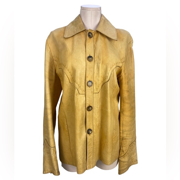 Santa Fe Leather Co. Other - Santa Fe Western Mens Vintage Soft Leather Button Down Shirt Jacket Shacket
